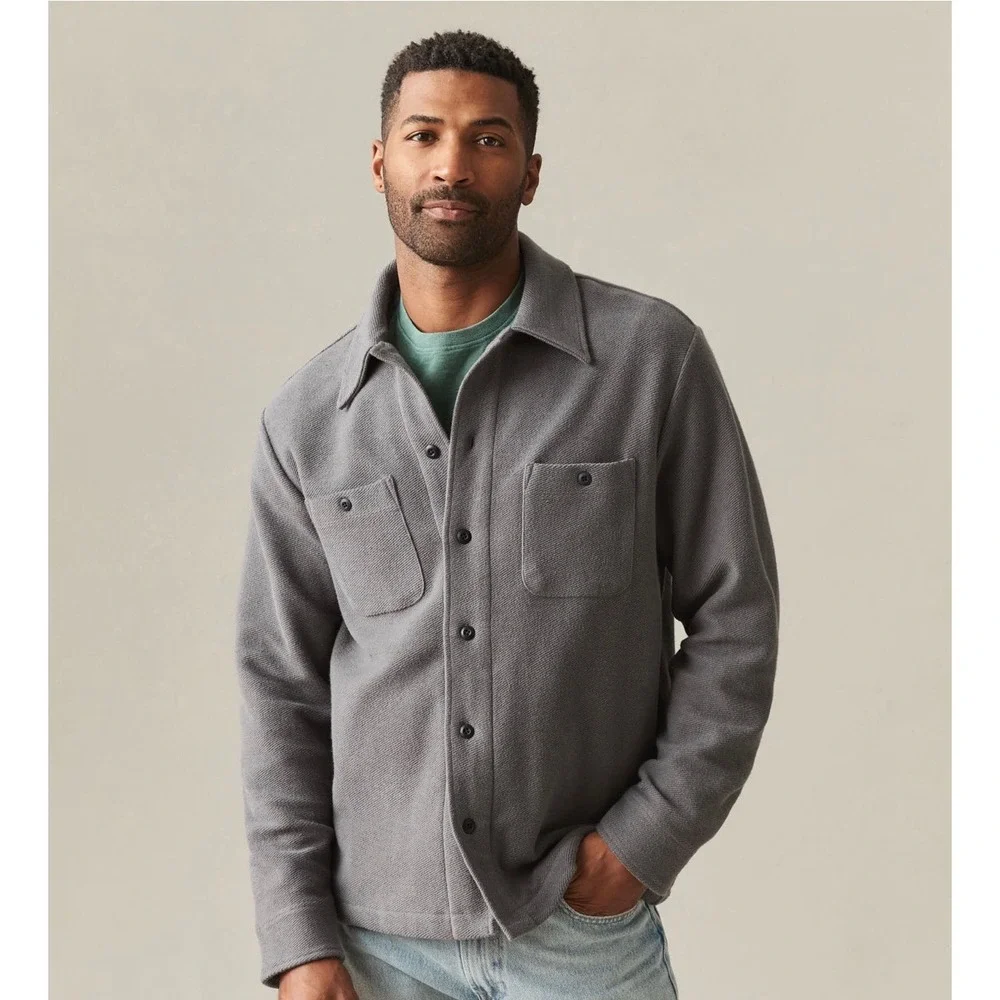 NWOT American Giant Mens French Terry‎ Twill Shacket L Gray Button Up Outdoors